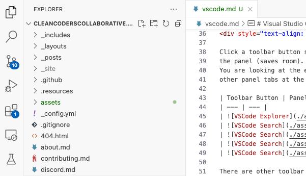 VSCode Toolbar
